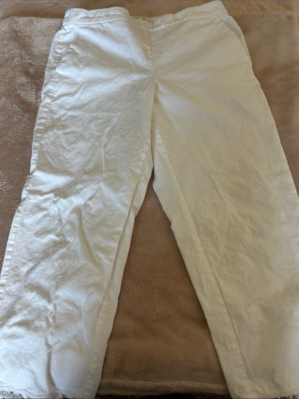 J. Crew White Elastic-Waist Casual Pants